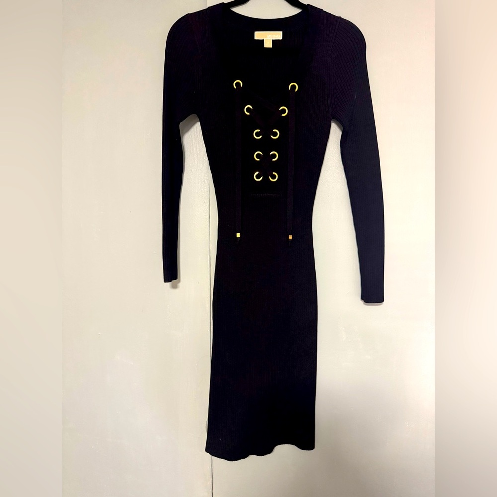 Michael Kors Black Long Sleeve Bodycon Dress